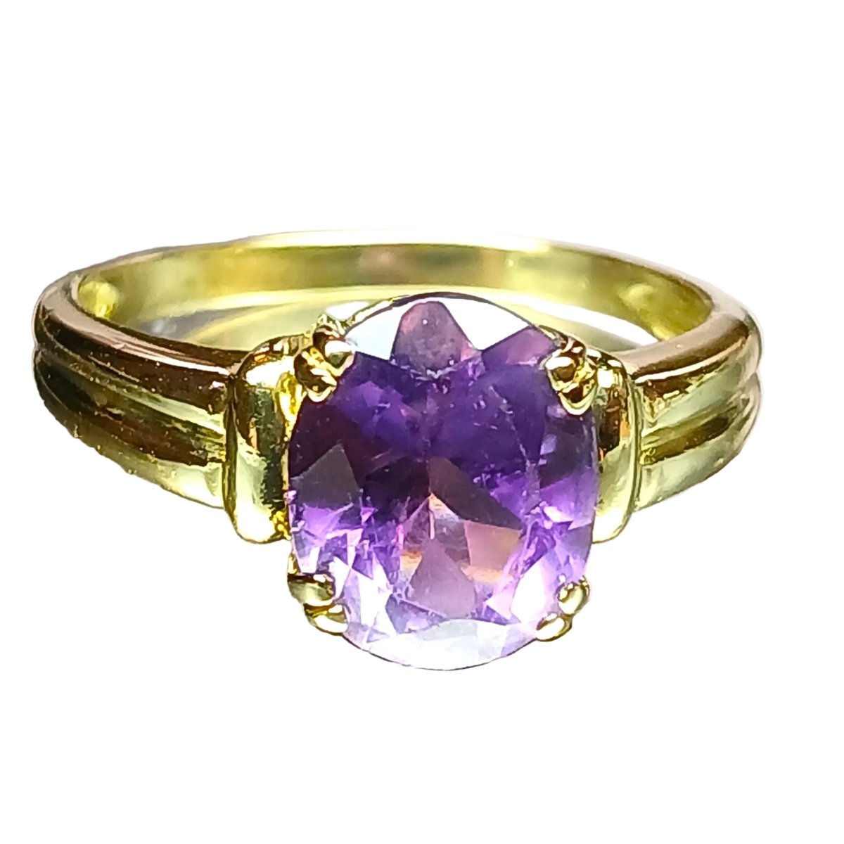 Bague Solitaire en or jaune et améthyste - Castafiore