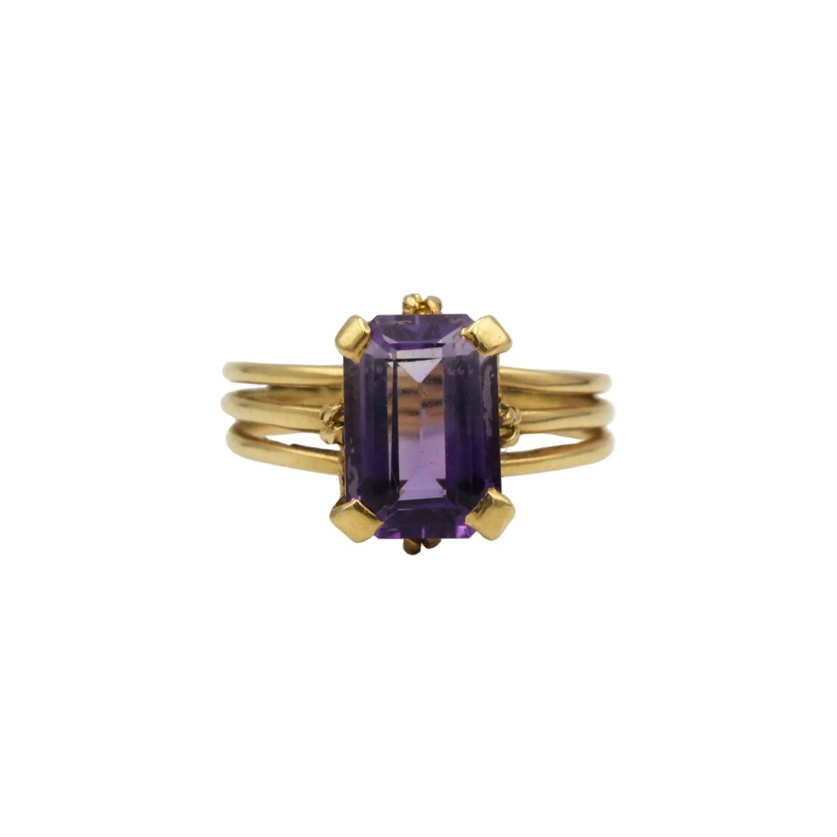 Bague Solitaire en or jaune et améthyste - Castafiore