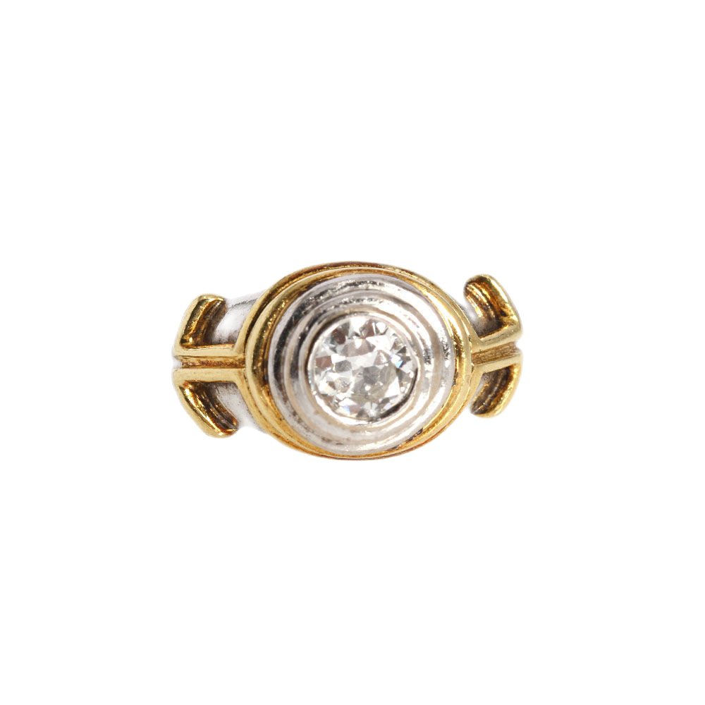 Bague Solitaire en or jaune et blanc et diamant - Castafiore