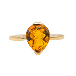 Bague Solitaire en or jaune et citrine - Castafiore