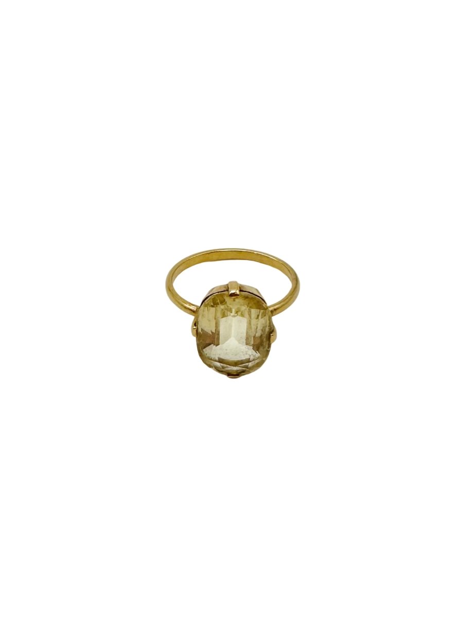 Bague Solitaire en or jaune et citrine - Castafiore