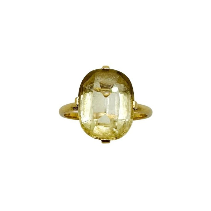Bague Solitaire en or jaune et citrine - Castafiore