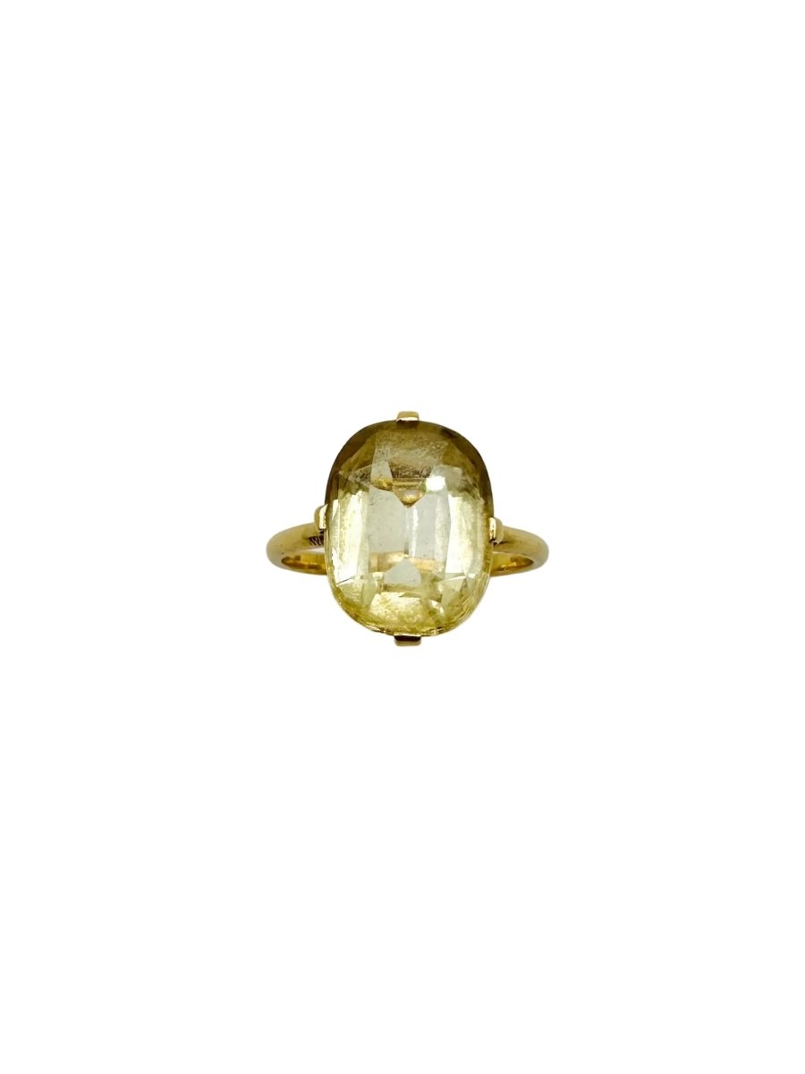 Bague Solitaire en or jaune et citrine - Castafiore