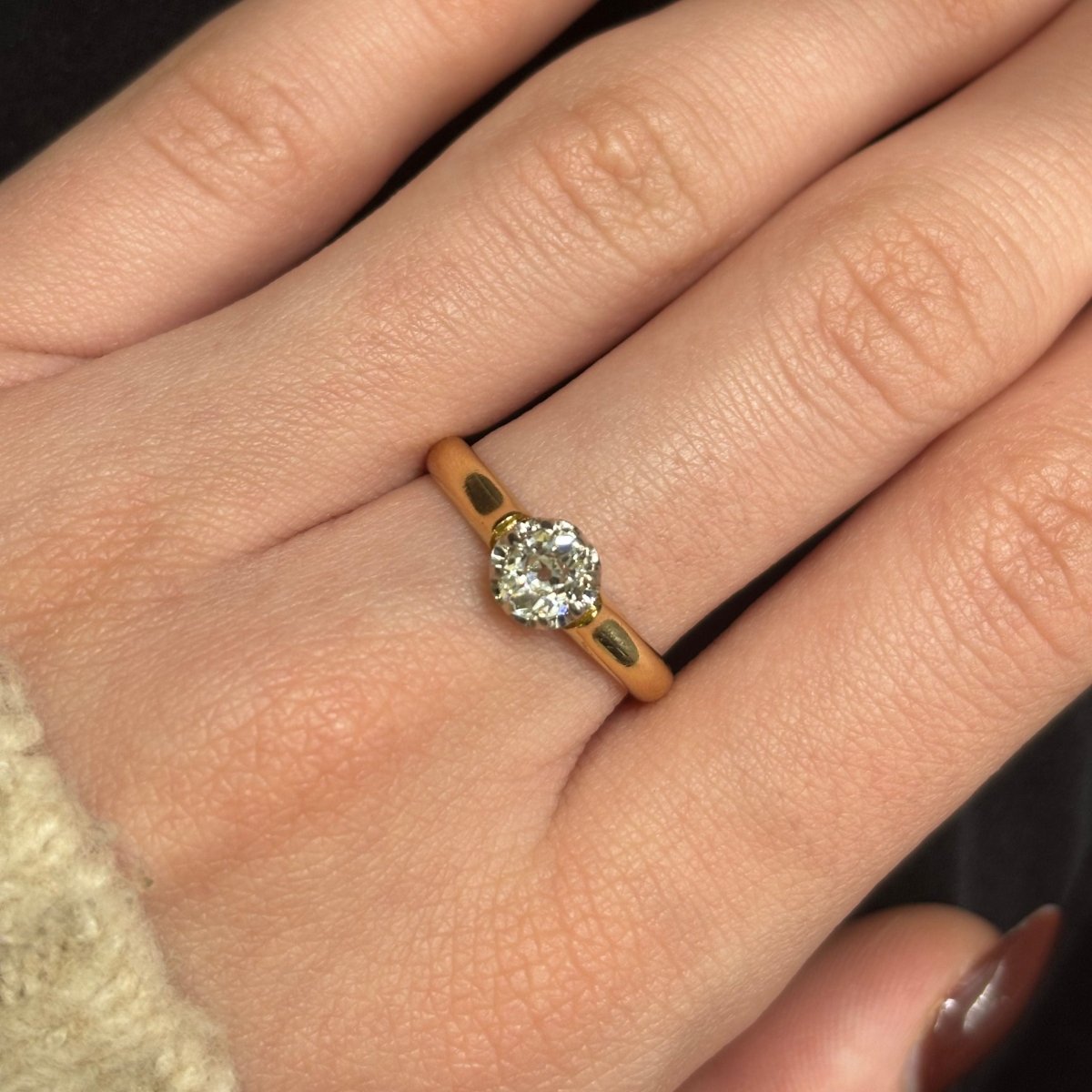 Bague Solitaire en or jaune et diamant - Castafiore