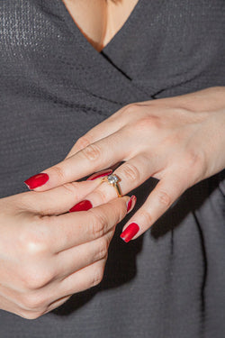 Bague solitaire en or jaune et diamant - Castafiore