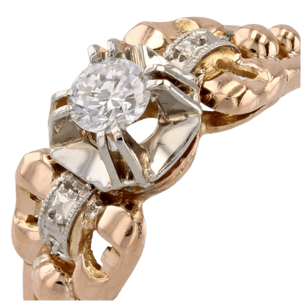 Bague Solitaire en or jaune et diamant - Castafiore