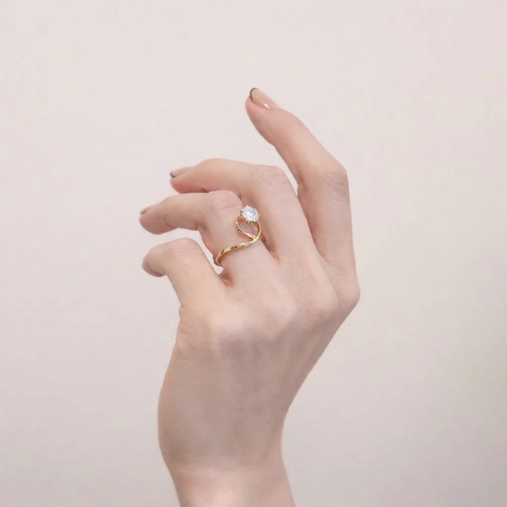 Bague Solitaire en or jaune et diamant - Castafiore