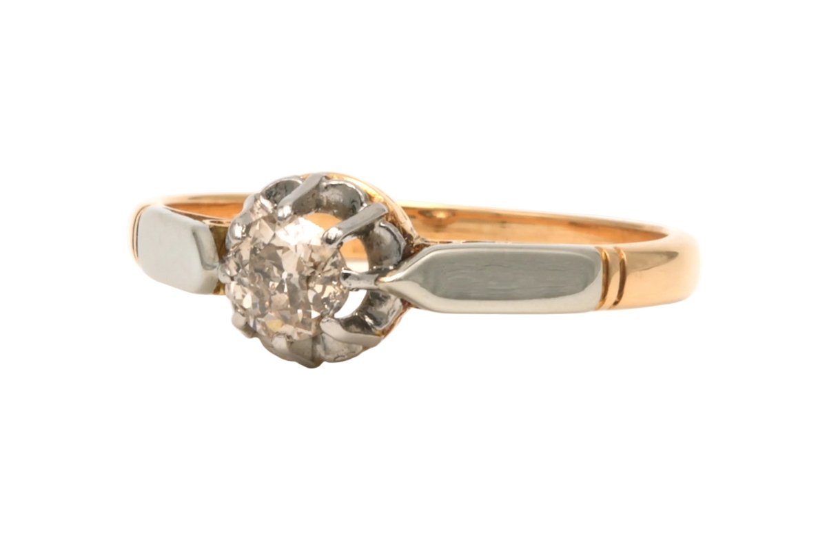 Bague Solitaire en or jaune et diamant - Castafiore