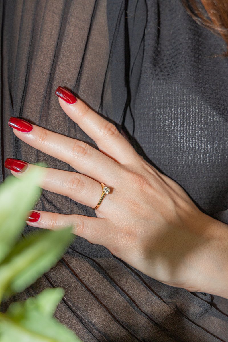 Bague solitaire en or jaune et diamant - Castafiore