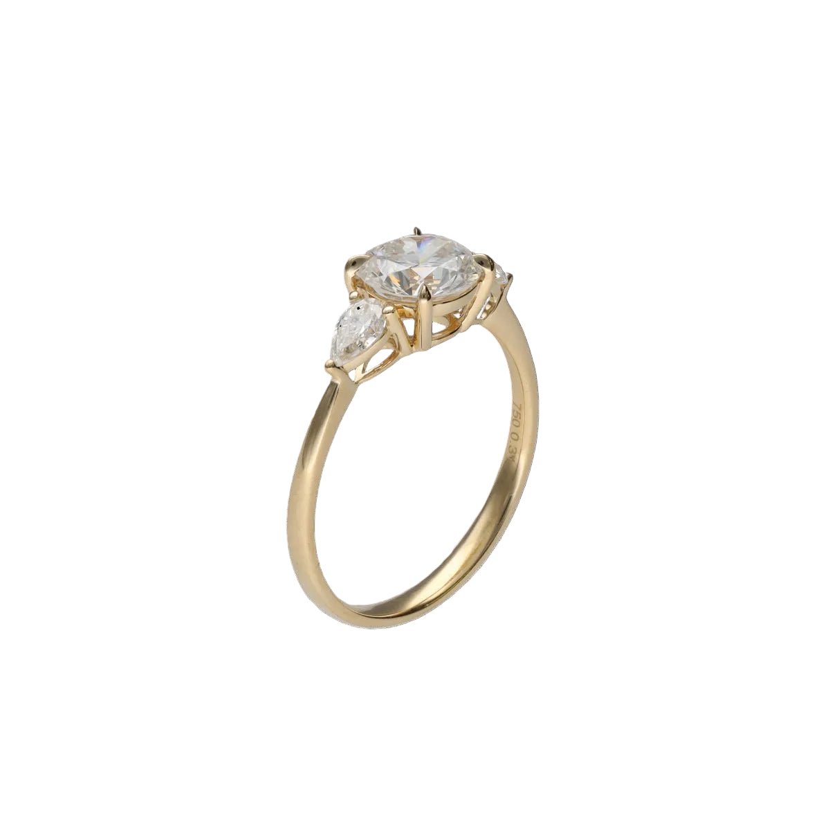 Solitaire diamond - 18k yellow gold - diamond Central 1.17 ct D-VVS2 - Surrounding 0.31 ct G-VS - Size 53.5