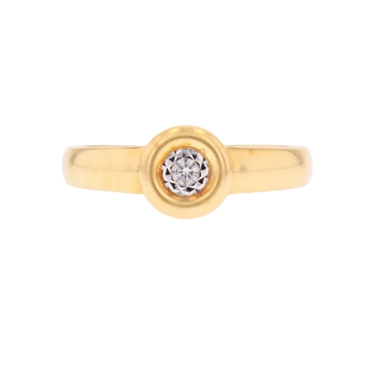 Ring modern yellow gold round diamond