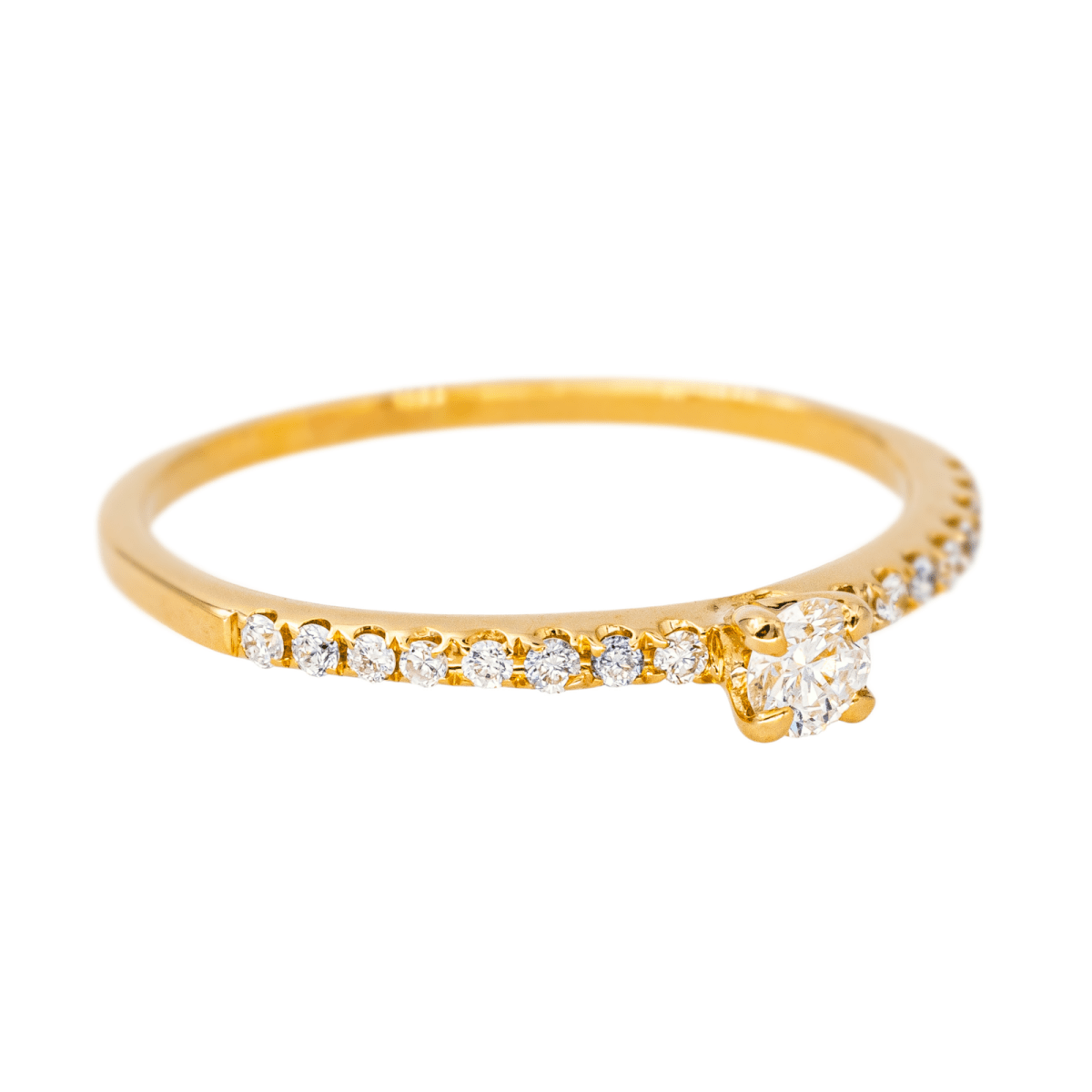 Bague Solitaire en or jaune et diamants - Castafiore
