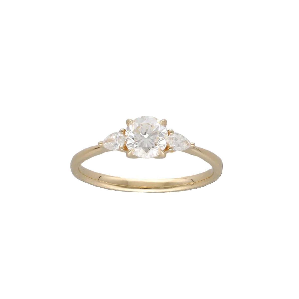 Solitaire diamonds - 18k yellow gold - diamond Central 0.62 ct H-VVS1 - Shouldered by 0.15 ct G-VS