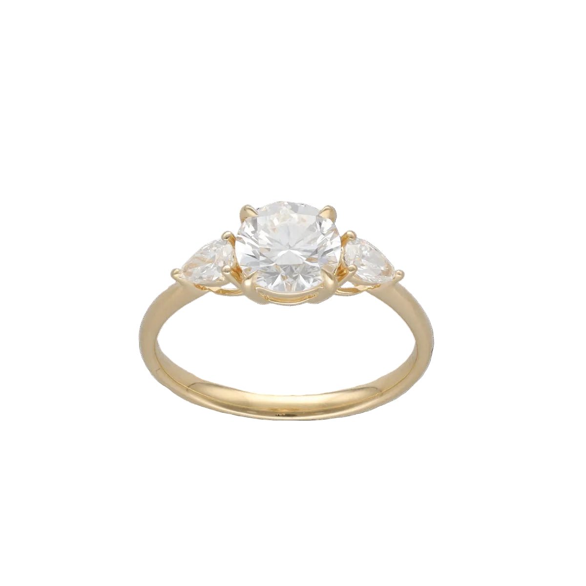 Solitaire diamond - 18k yellow gold - diamond Central 1.17 ct D-VVS2 - Surrounding 0.31 ct G-VS - Size 53.5