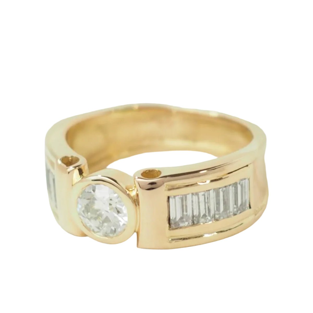 Bague Solitaire en or jaune et diamants - Castafiore