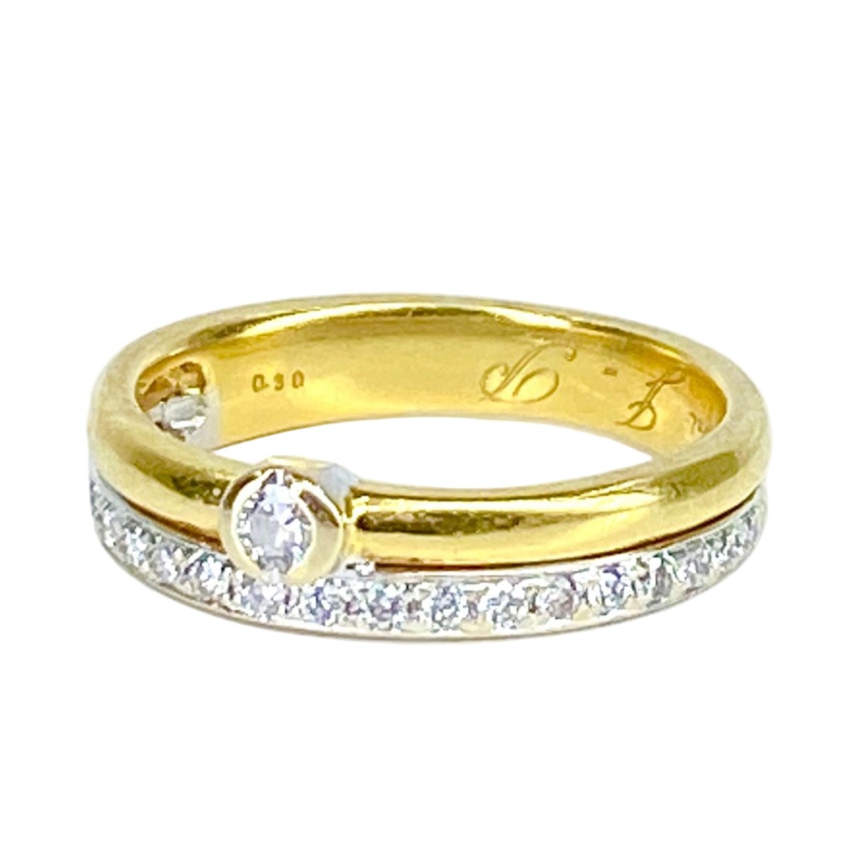 Bague Solitaire en or jaune et diamants - Castafiore
