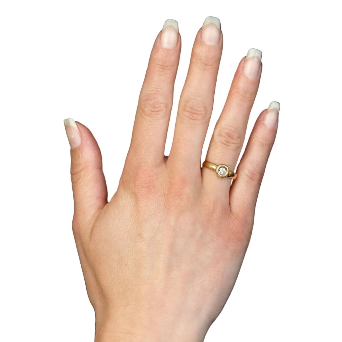Ring modern yellow gold round diamond