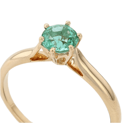 Bague Solitaire en or jaune et émeraude - Castafiore