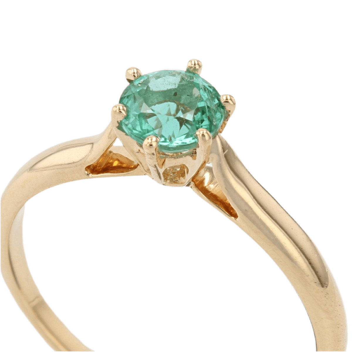 Bague Solitaire en or jaune et émeraude - Castafiore