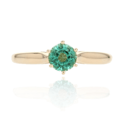 Bague Solitaire en or jaune et émeraude - Castafiore