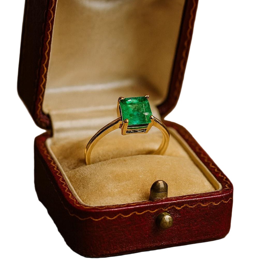 Bague Solitaire en or jaune et émeraude - Castafiore