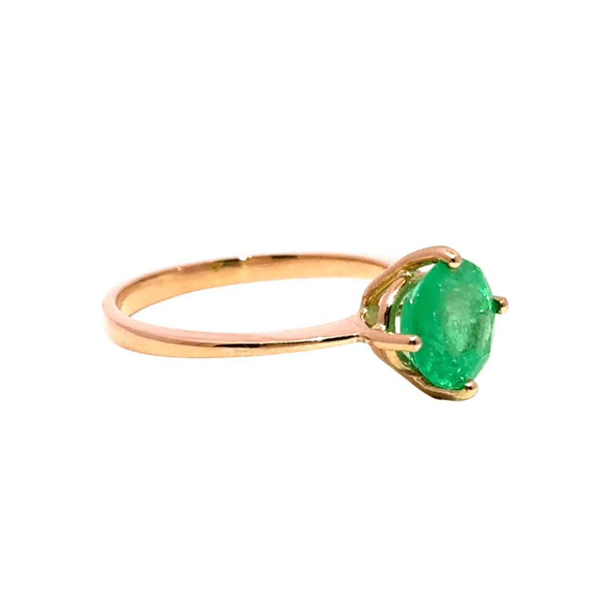 Bague Solitaire en or jaune et émeraude - Castafiore