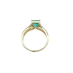 Bague Solitaire en or jaune et émeraude - Castafiore