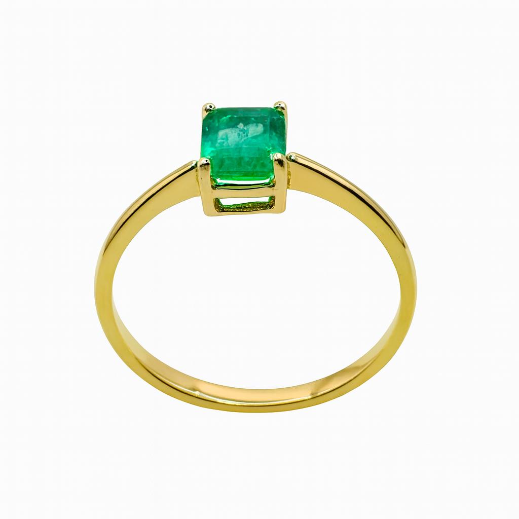 Bague Solitaire en or jaune et émeraude - Castafiore