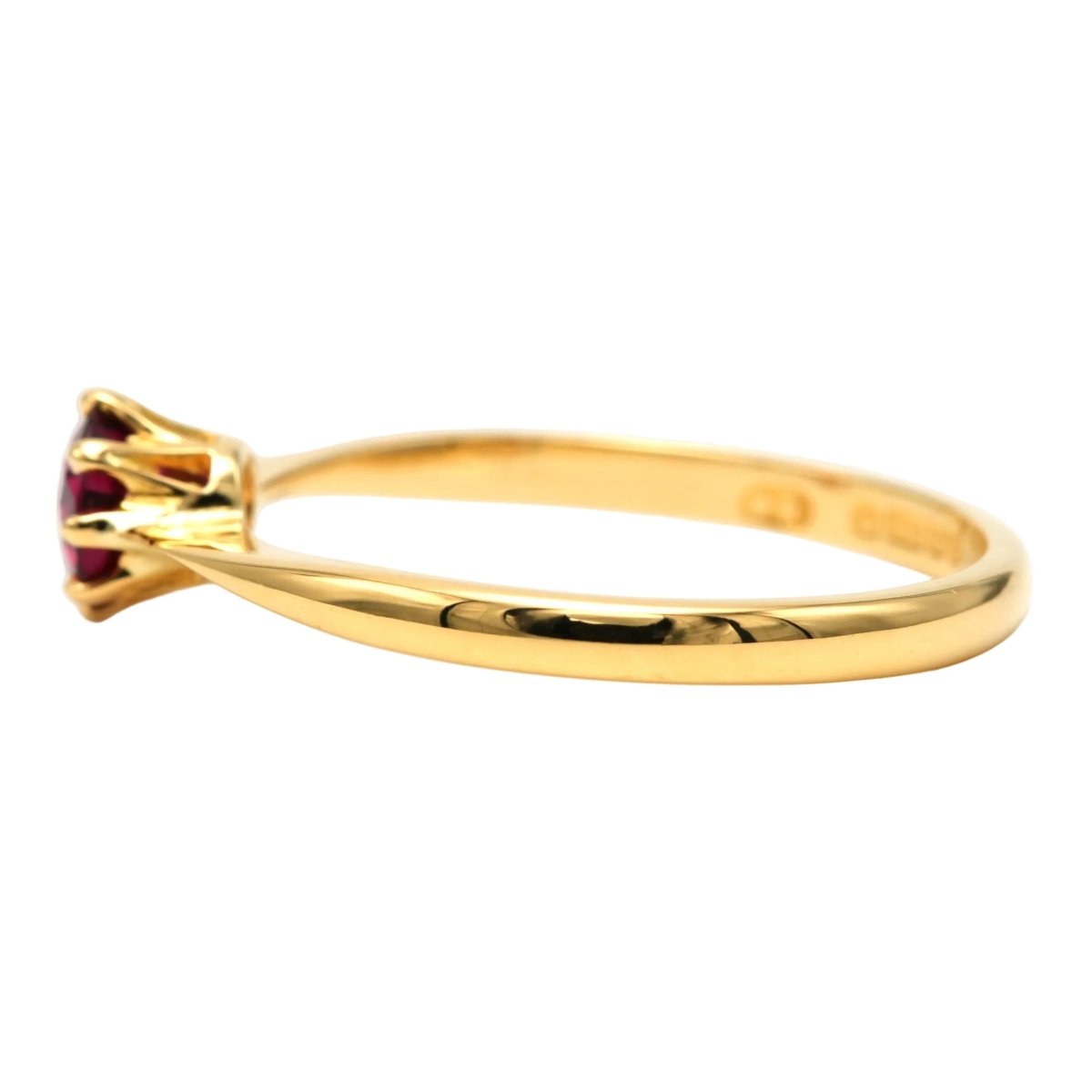 Bague Solitaire en or jaune et grenat - Castafiore