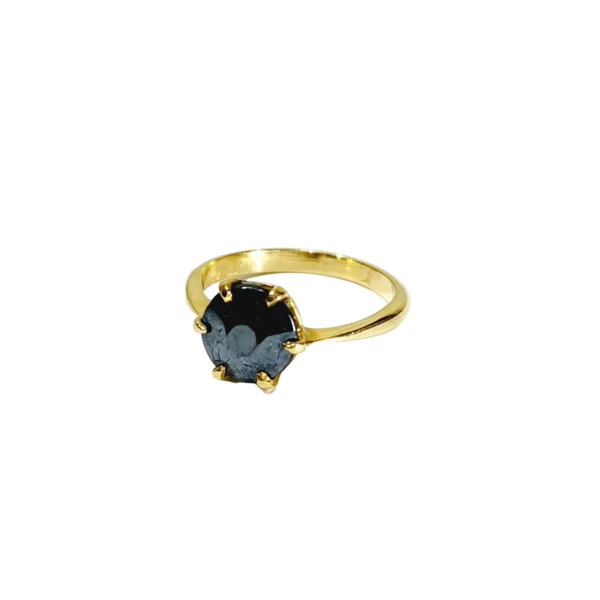 Bague Solitaire en or jaune et hématite - Castafiore