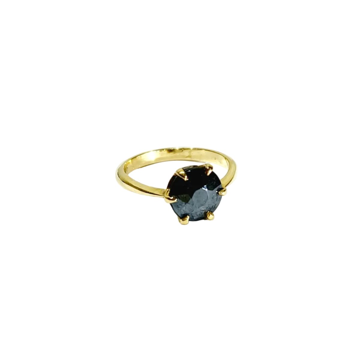 Bague Solitaire en or jaune et hématite - Castafiore