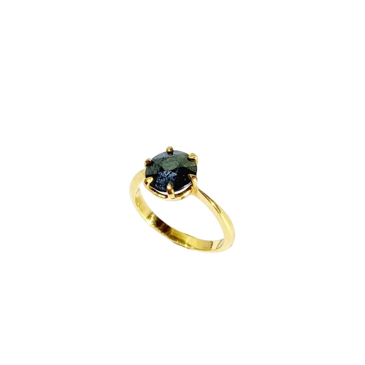 Bague Solitaire en or jaune et hématite - Castafiore