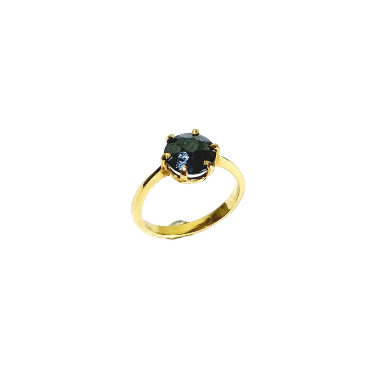 Bague Solitaire en or jaune et hématite - Castafiore