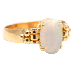Bague Solitaire en or jaune et opale - Castafiore