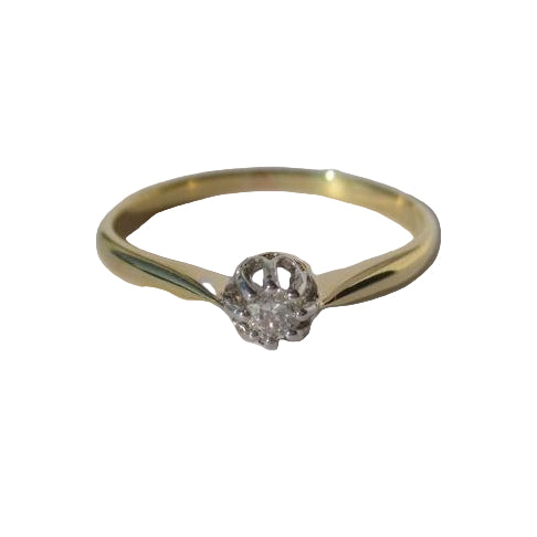 Bague solitaire en or jaune et or blanc avec diamant - Castafiore