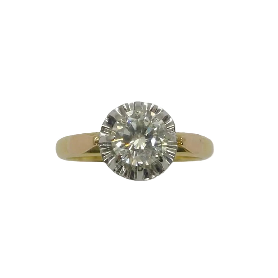 Bague solitaire en or jaune et or blanc avec diamant - Castafiore