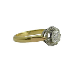Bague solitaire en or jaune et or blanc avec diamant - Castafiore