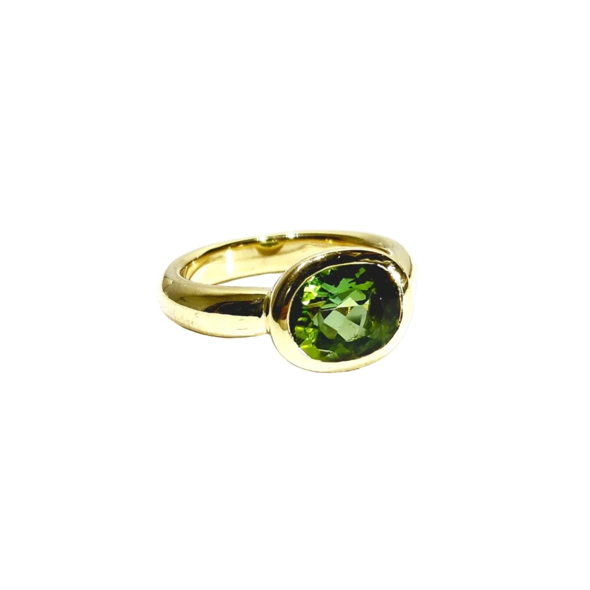 Bague Solitaire en or jaune et péridot - Castafiore