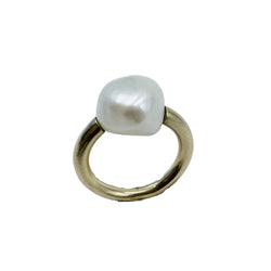 Bague Solitaire en or jaune et perle - Castafiore