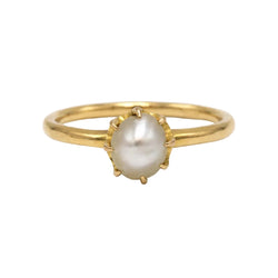 Bague Solitaire en or jaune et perle - Castafiore