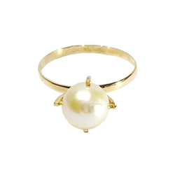 Bague Solitaire en or jaune et perle - Castafiore