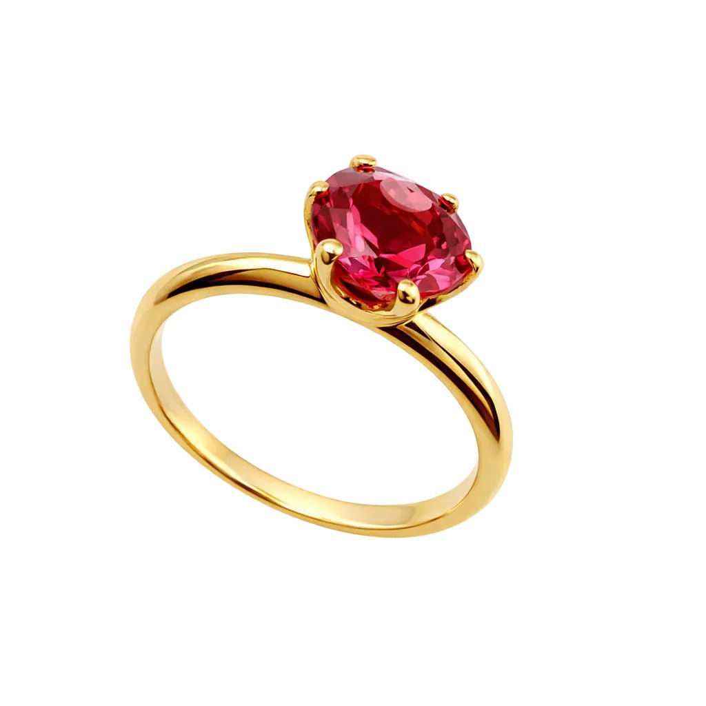 Bague Solitaire en or jaune et rubellite - Castafiore