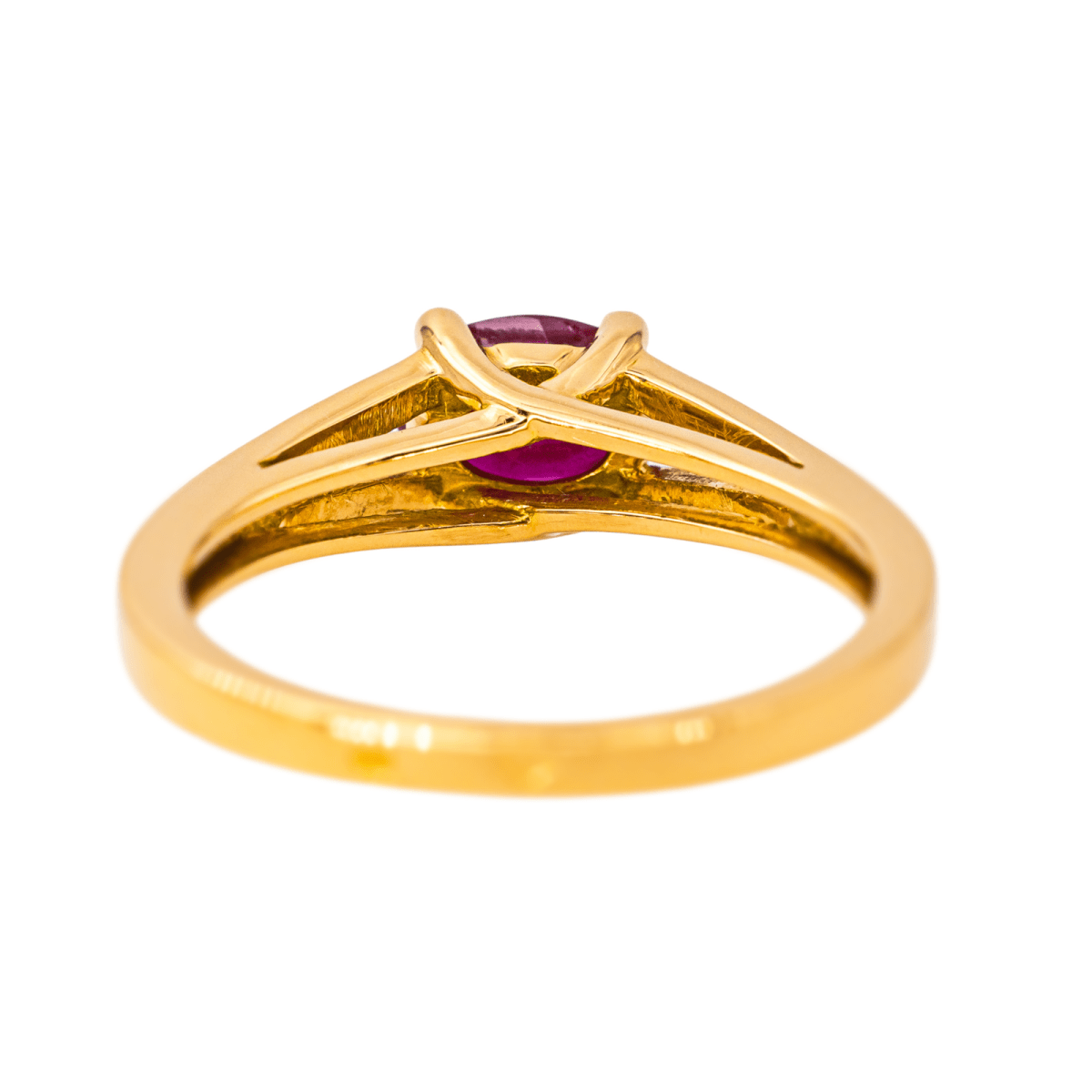 Bague Solitaire en or jaune et rubis - Castafiore