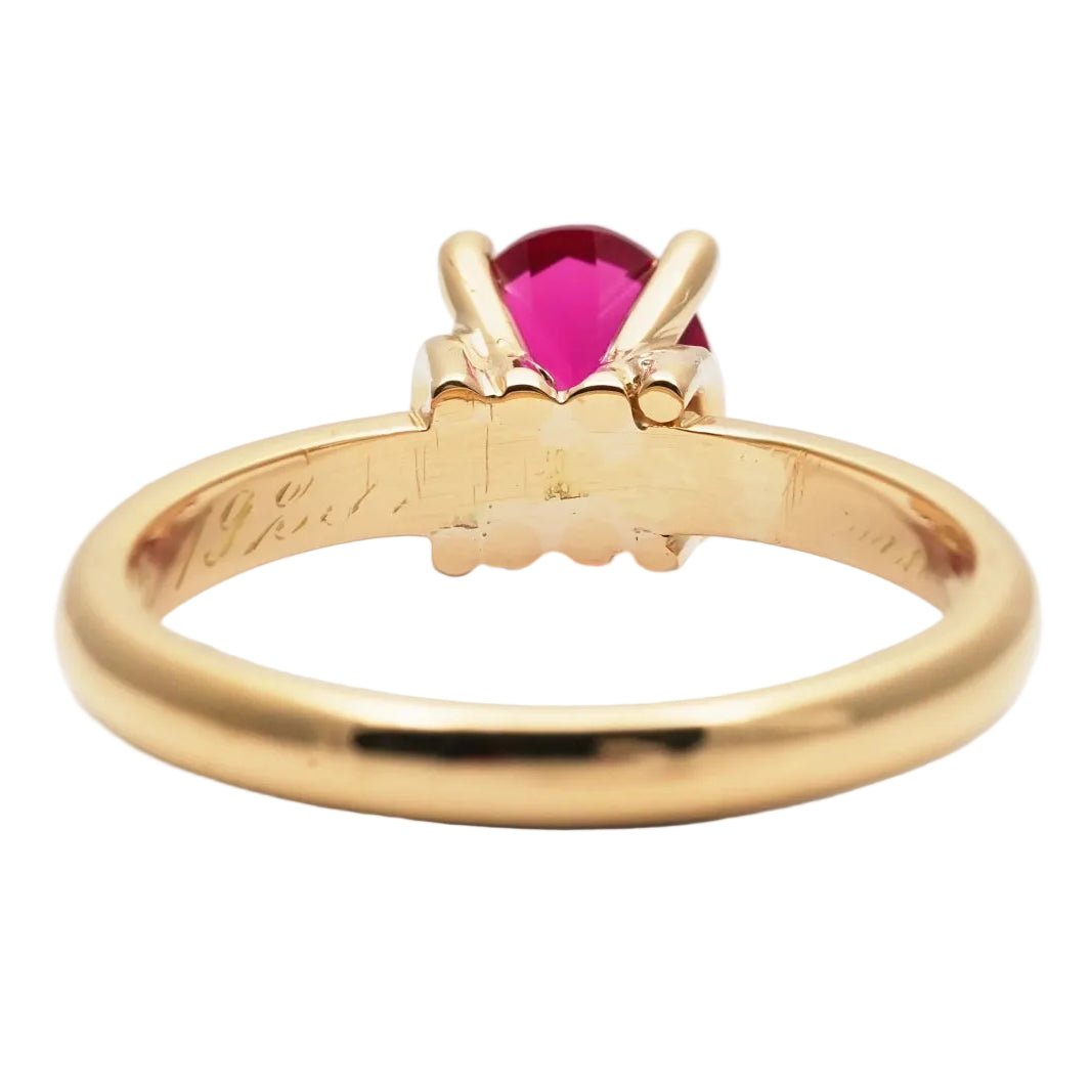Bague Solitaire en or jaune et rubis - Castafiore