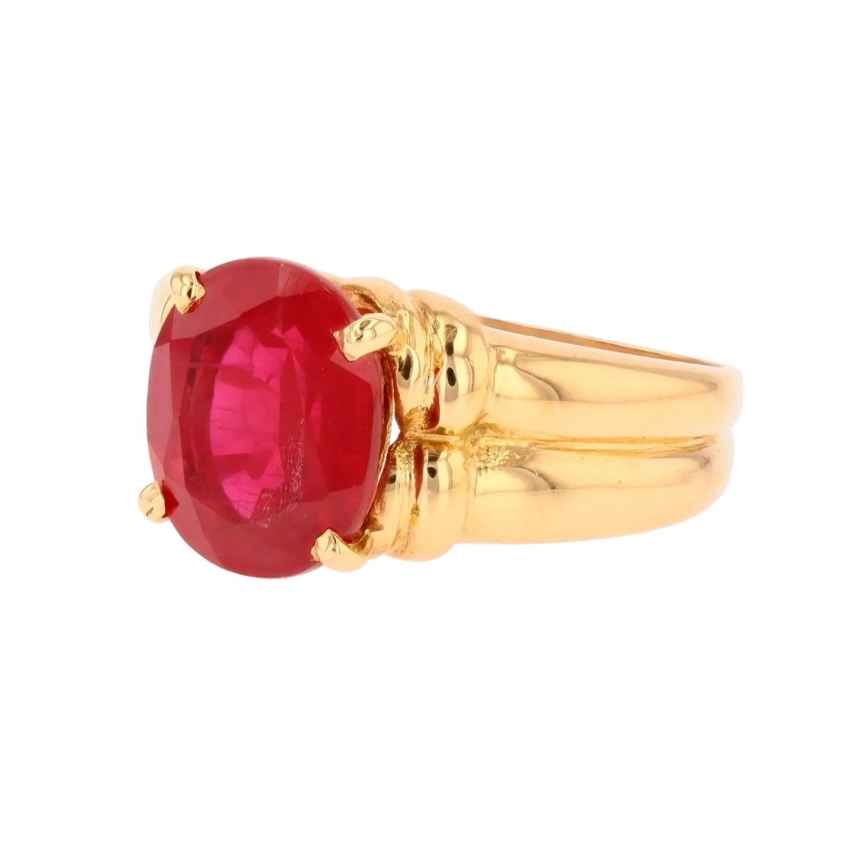 Bague Solitaire en or jaune et rubis - Castafiore