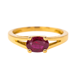 Bague Solitaire en or jaune et rubis - Castafiore