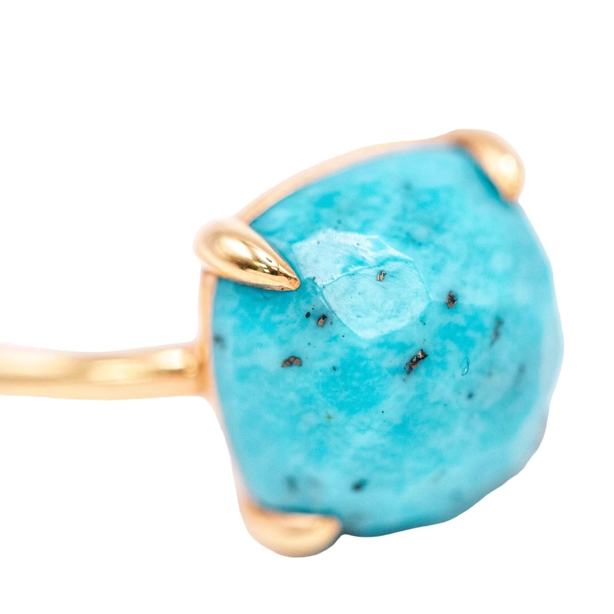 Bague Solitaire en or jaune et turquoise - Castafiore