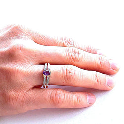 Bague Solitaire en or jaune, or blanc, améthyste, et diamants - Castafiore