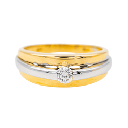 Bague Solitaire en or jaune, or blanc et diamant - Castafiore