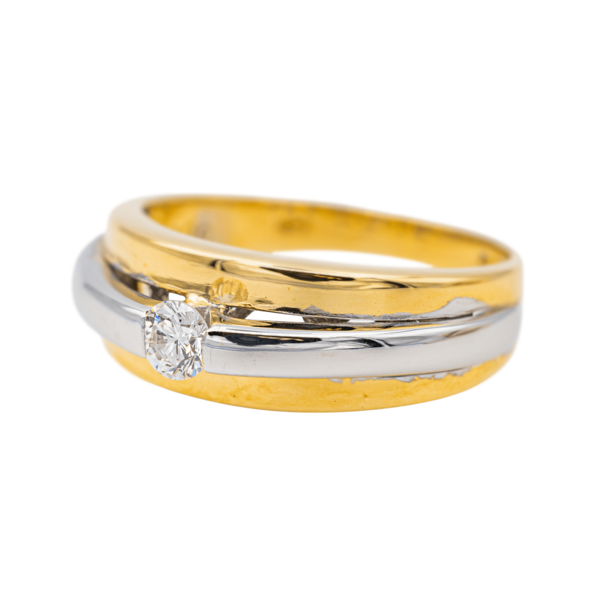 Bague Solitaire en or jaune, or blanc et diamant - Castafiore